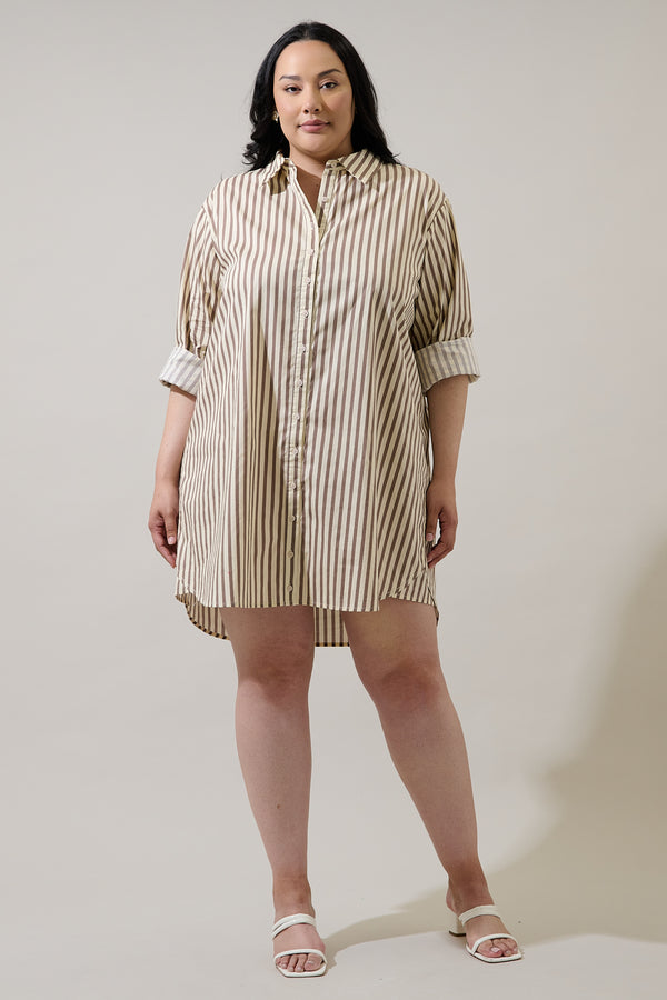 Sugarlips Keina Striped Luba Oversized Shirt Mini Dress Curve