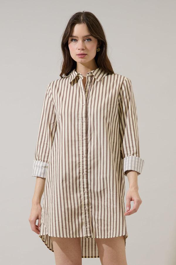sugarlips Keina Striped Luba Oversized Shirt Mini Dress