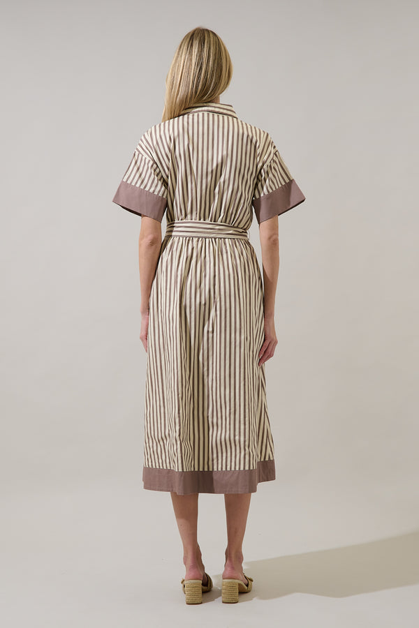 Sugarlips Keina Striped Rubie Button Down Midi Dress