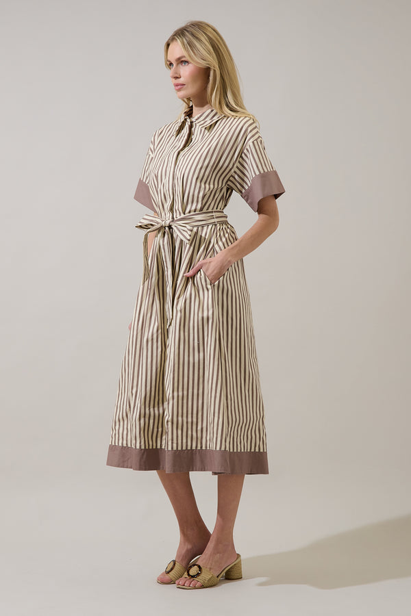 Sugarlips Keina Striped Rubie Button Down Midi Dress