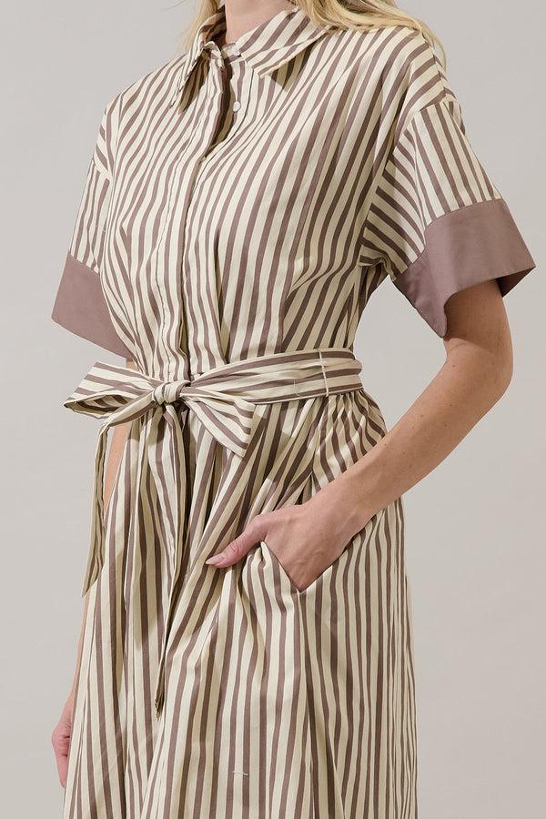 Sugarlips Keina Striped Rubie Button Down Midi Dress