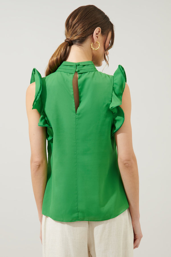 Sugarlips Kendra Mock Neck Wire Ruffle Sleeve Blouse