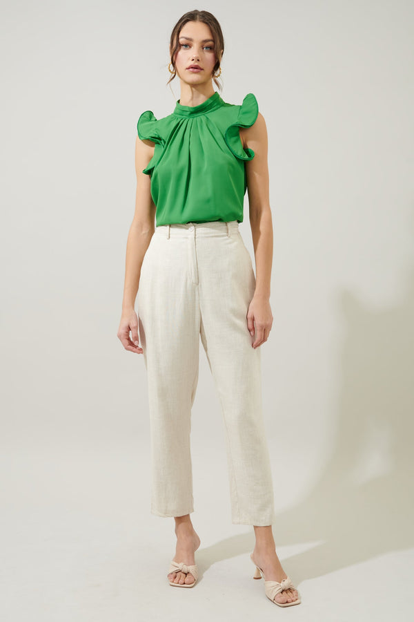 Sugarlips Kendra Mock Neck Wire Ruffle Sleeve Blouse