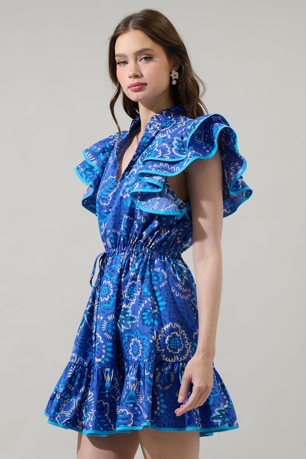 Sugarlips Kenner Floral Alina Ruffle Shift Mini Dress