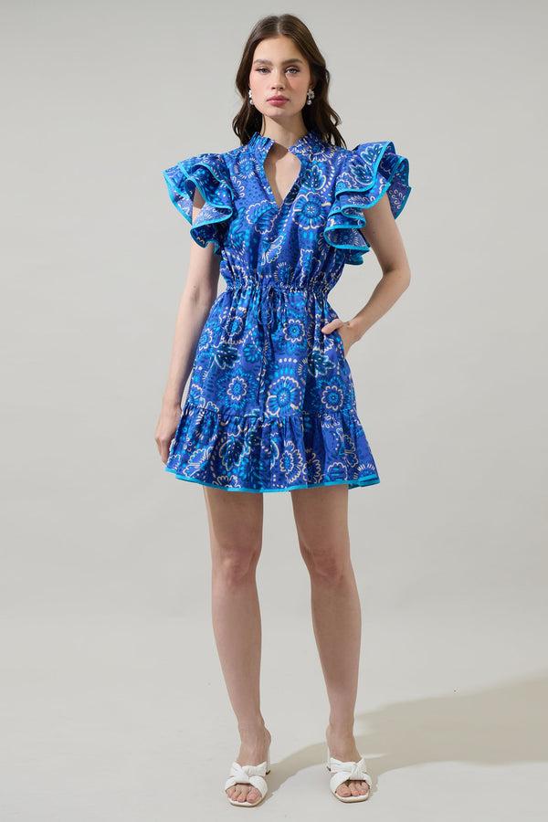 Sugarlips Kenner Floral Alina Ruffle Shift Mini Dress