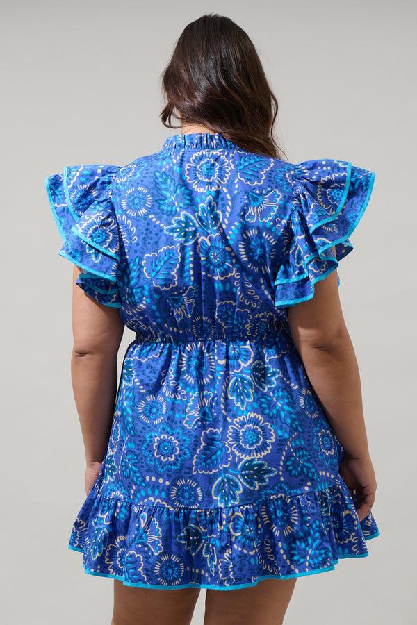 Sugarlips Kenner Floral Alina Ruffle Shift Mini Dress Curve