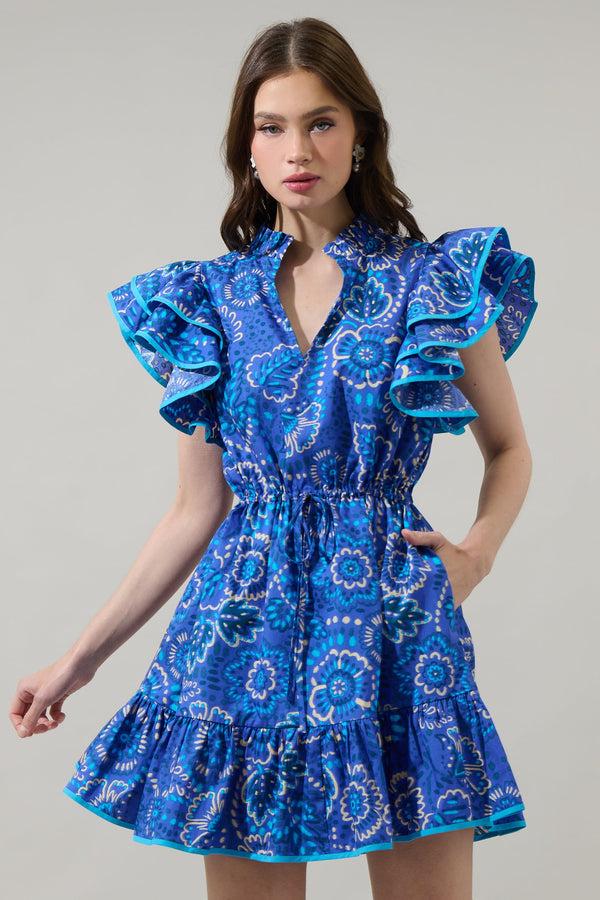 sugarlips Kenner Floral Alina Ruffle Shift Mini Dress