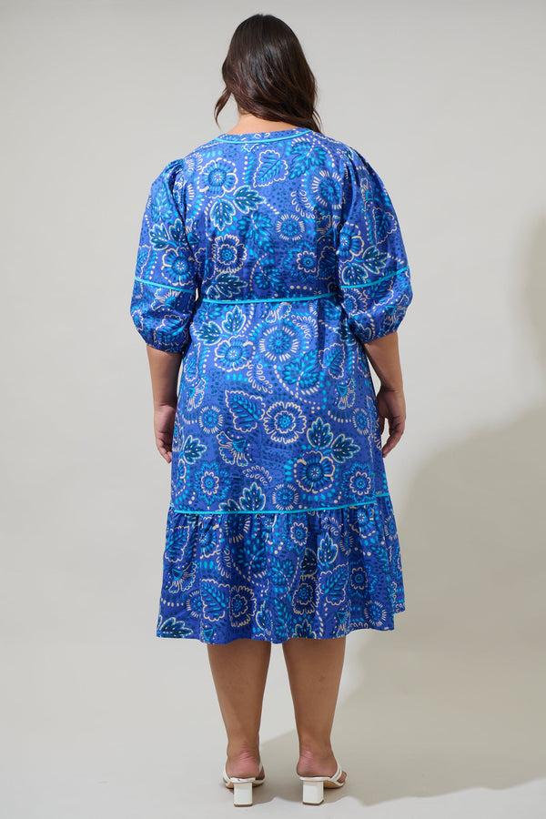 Sugarlips Kenner Floral Melia Shirt Midi Dress Curve