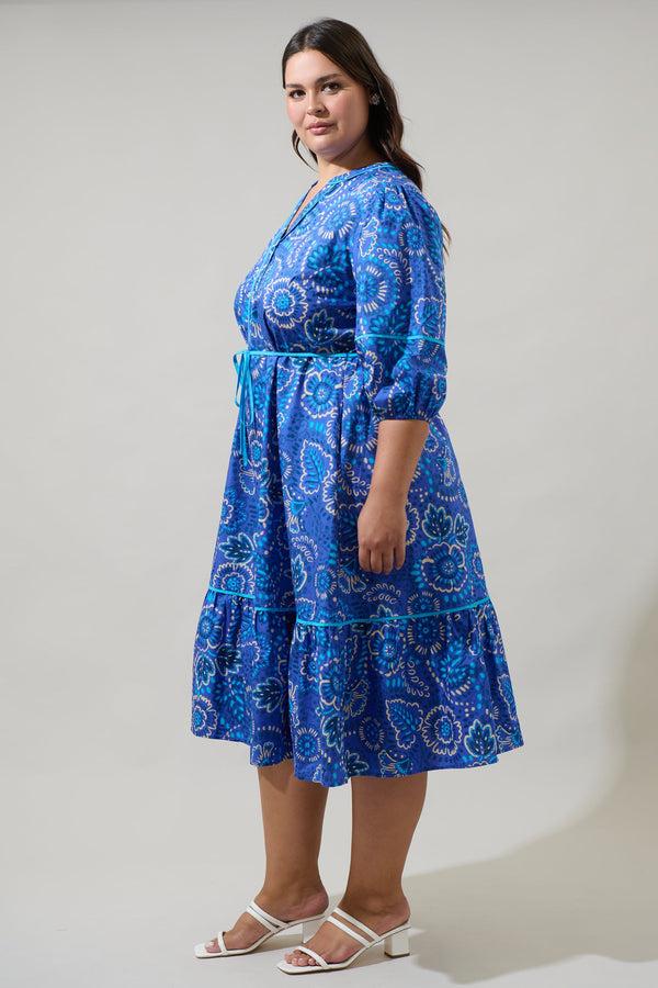 Sugarlips Kenner Floral Melia Shirt Midi Dress Curve