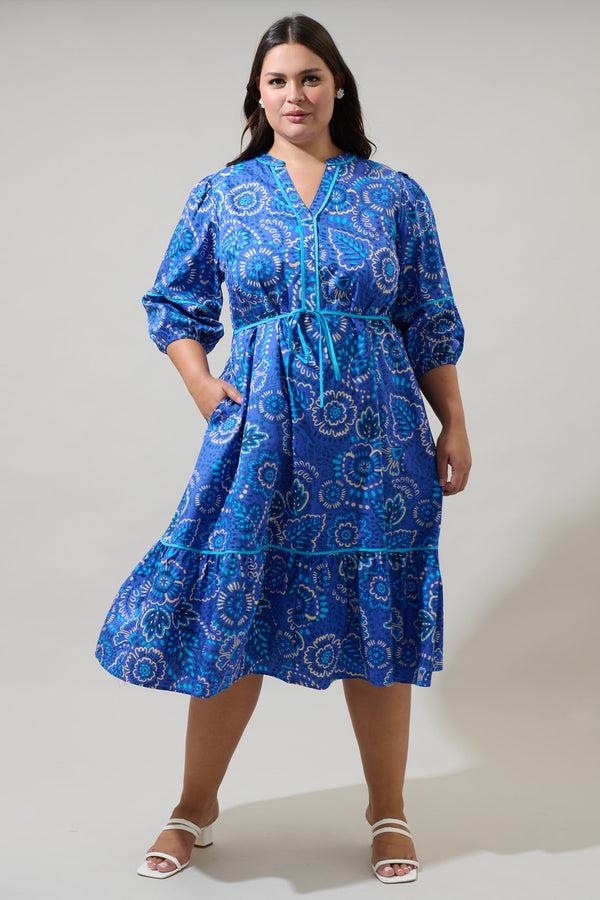 sugarlips Kenner Floral Melia Shirt Midi Dress Curve