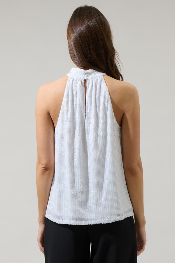 Sugarlips Kenzy Sequin Nature Halter Neck Sleeveless Top