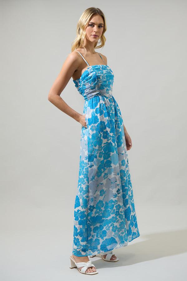 Sugarlips Kerela Floral Amoretta Ruched Wide Leg Jumpsuit
