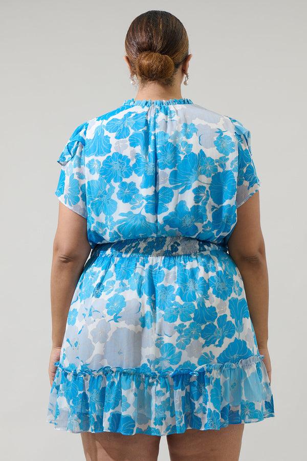 Sugarlips Kerela Floral Bumble Ruffle Mini Dress Curve