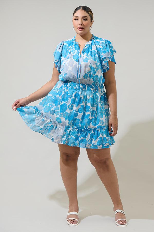 Sugarlips Kerela Floral Bumble Ruffle Mini Dress Curve