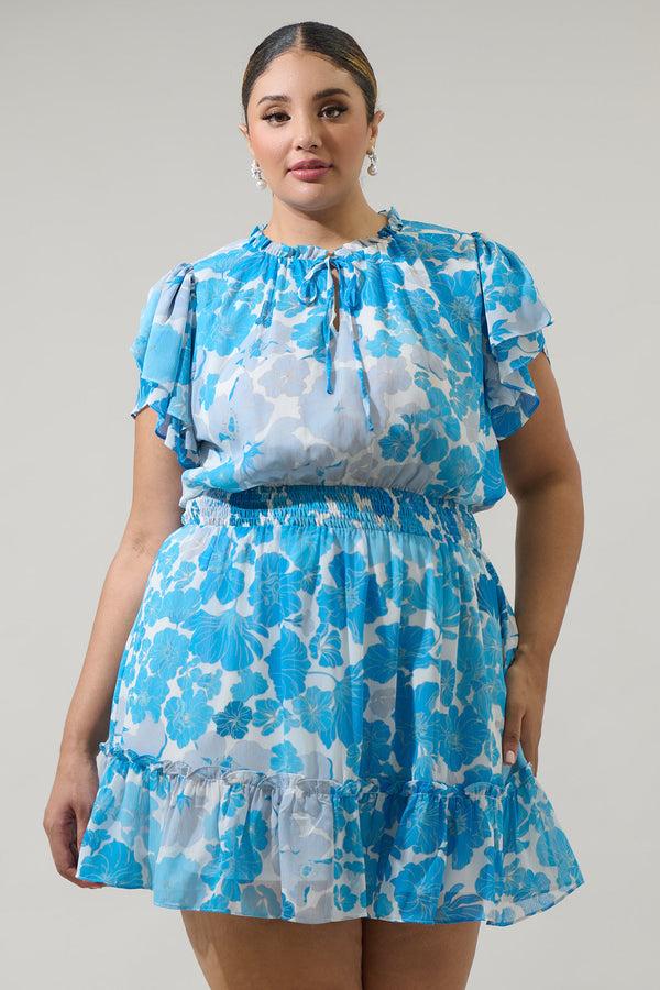sugarlips Kerela Floral Bumble Ruffle Mini Dress Curve