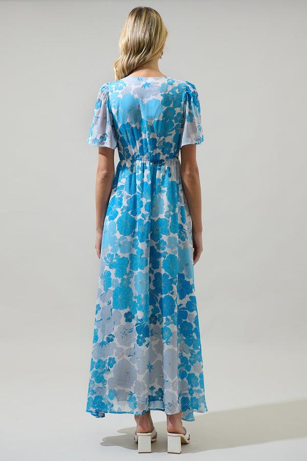 Sugarlips Kerela Floral Linana Button Front Maxi Dress