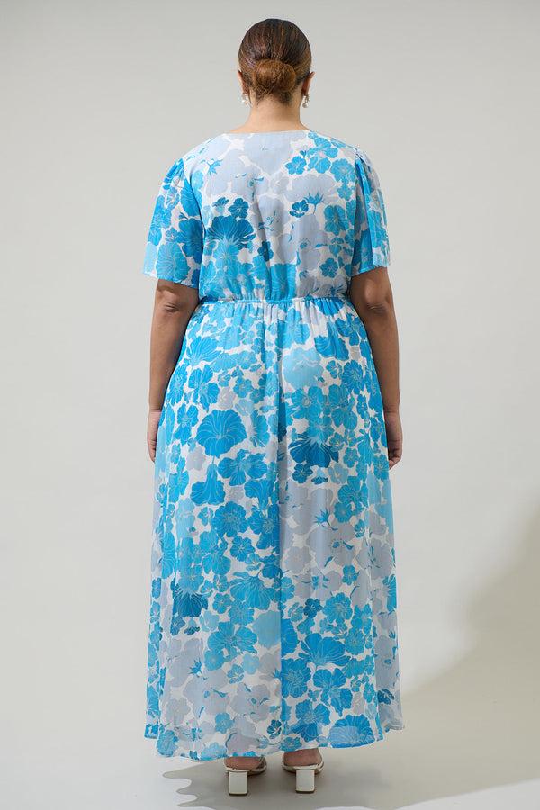Sugarlips Kerela Floral Linana Button Front Maxi Dress Curve