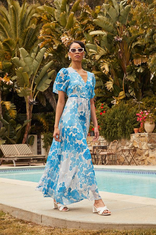 sugarlips Kerela Floral Linana Button Front Maxi Dress
