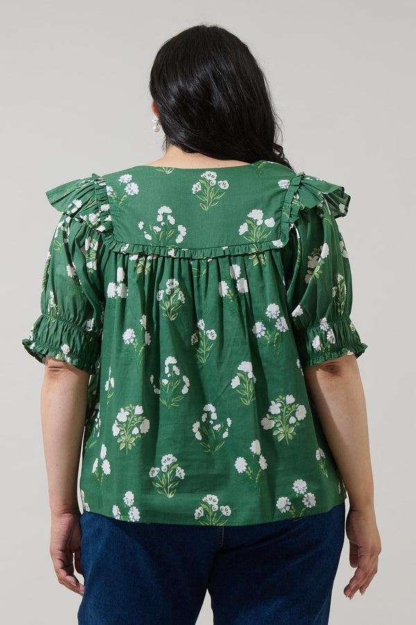 Sugarlips Kestrel Floral Auria Puff Sleeve Top Curve