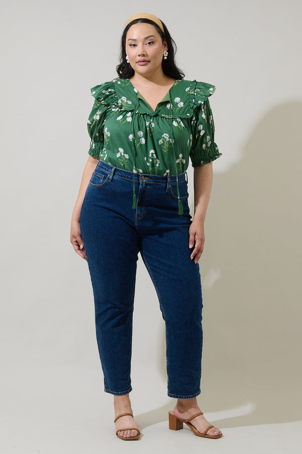 Sugarlips Kestrel Floral Auria Puff Sleeve Top Curve