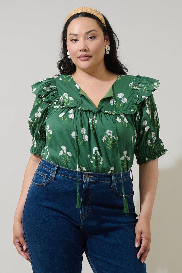 sugarlips Kestrel Floral Auria Puff Sleeve Top Curve
