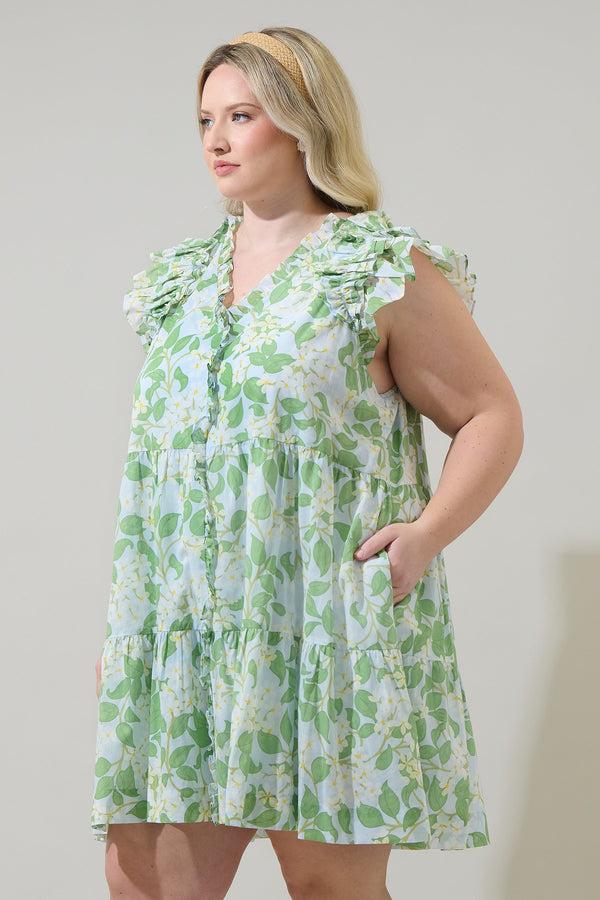 Sugarlips Kiany Floral Marlan Ruffle Midi Dress Curve