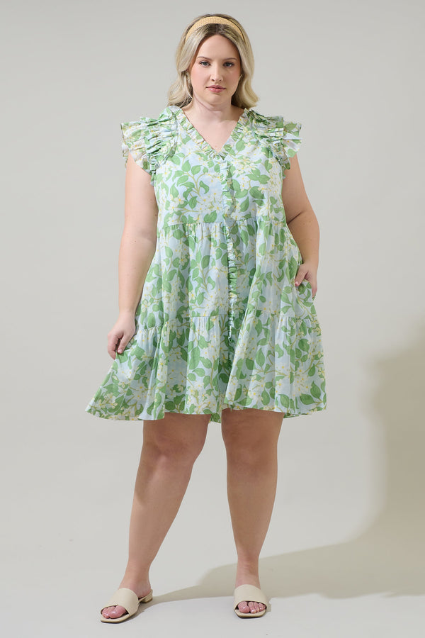 Sugarlips Kiany Floral Marlan Ruffle Midi Dress Curve