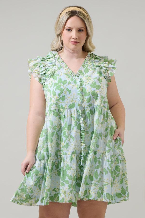 sugarlips Kiany Floral Marlan Ruffle Midi Dress Curve