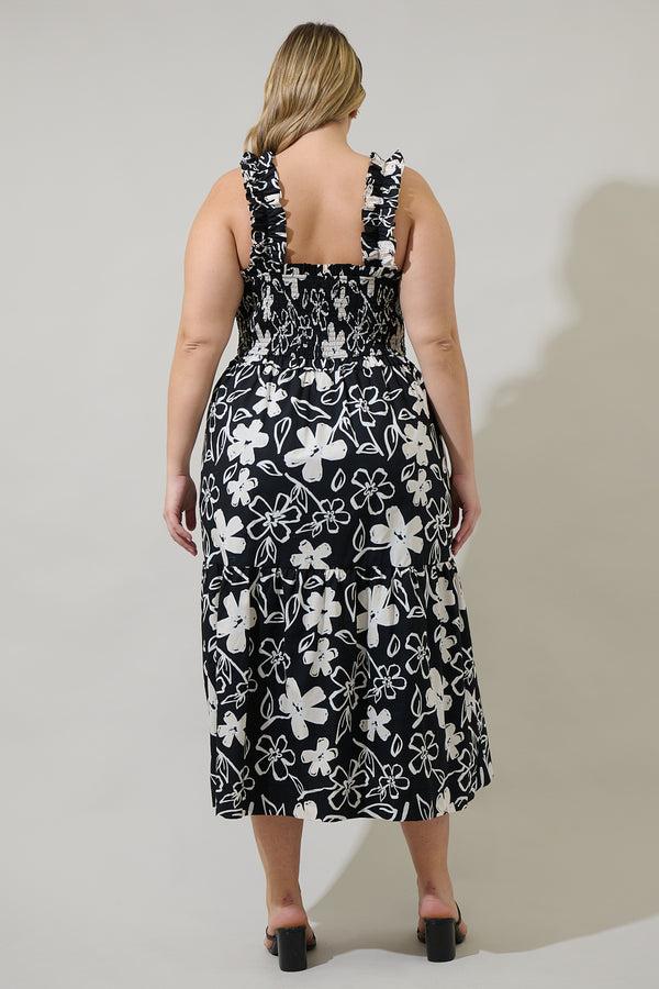 Sugarlips Kianza Floral Ember Smocked Midi Dress Curve