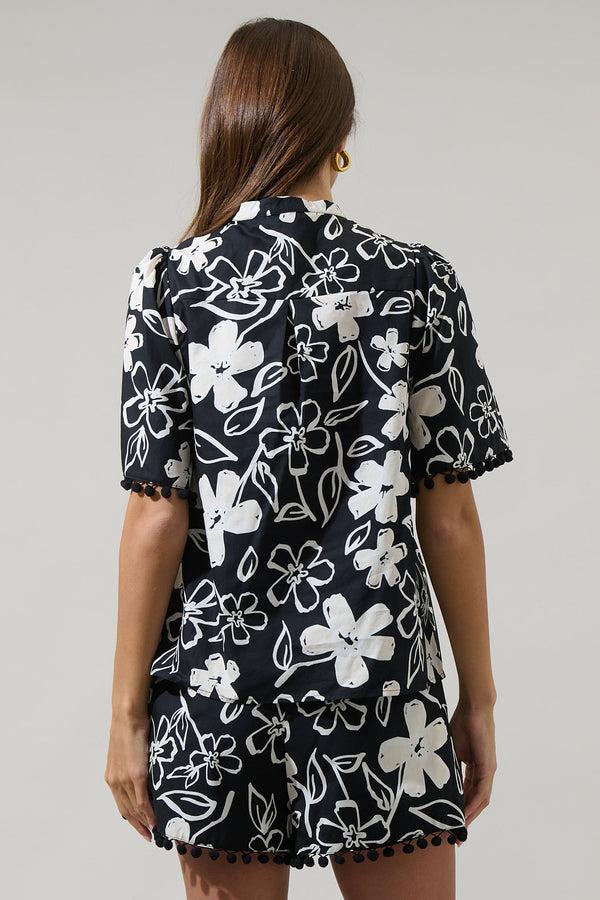 Sugarlips Kianza Floral Yulia Split Neck Poplin Top