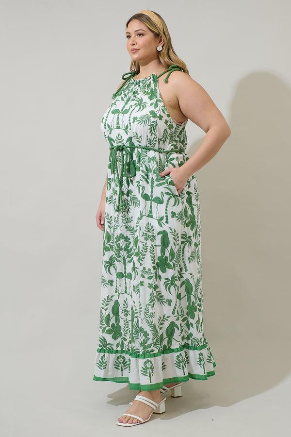 Sugarlips Kimana Floral Halter Neck Maxi Dress Curve