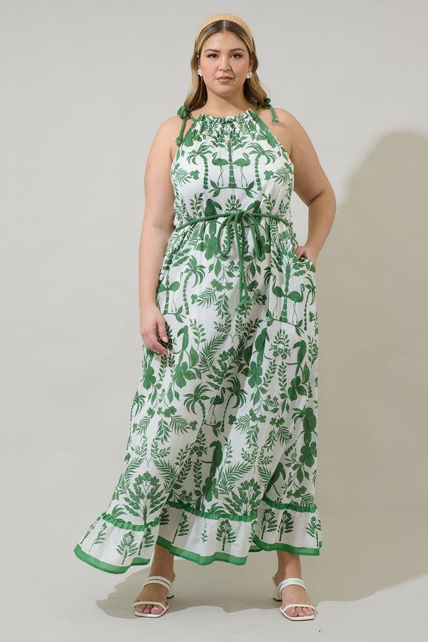 sugarlips Kimana Floral Halter Neck Maxi Dress Curve