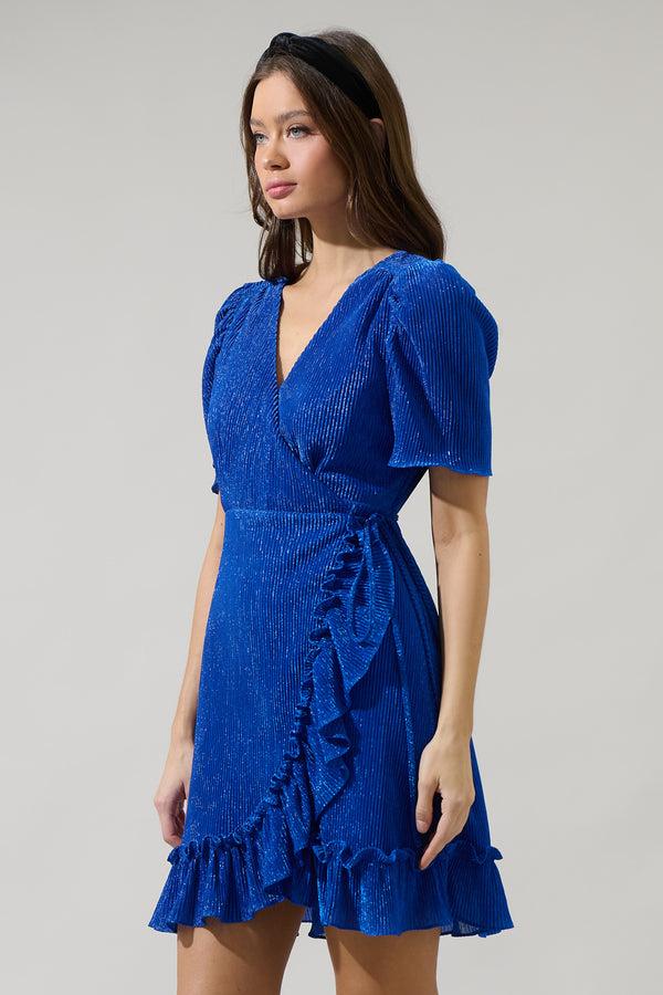 Sugarlips Kira Marly Shimmer Daisie Wrap Mini Dress
