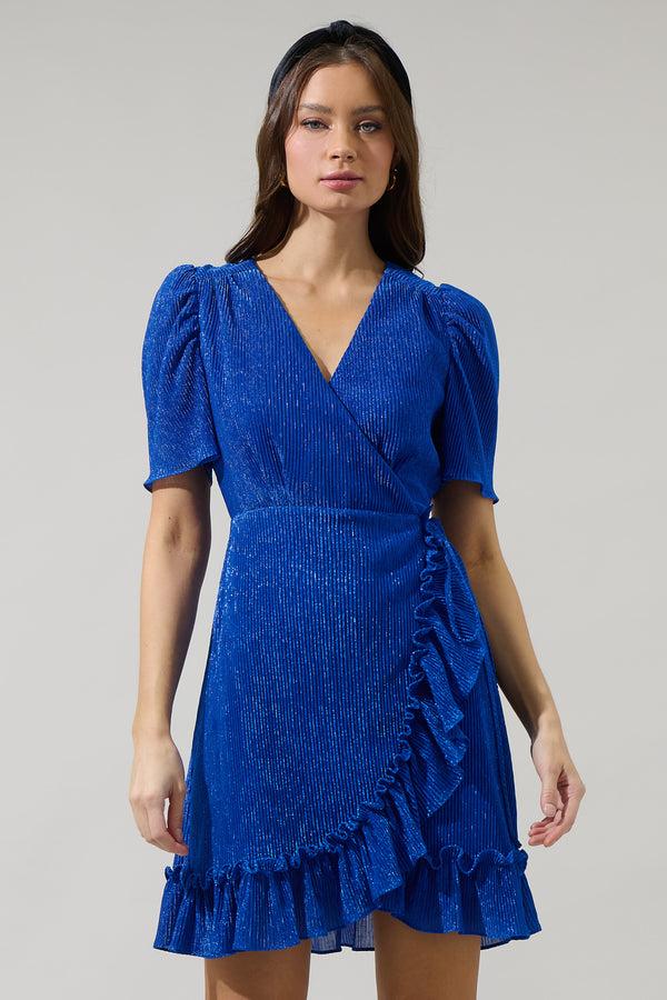 sugarlips Kira Marly Shimmer Daisie Wrap Mini Dress