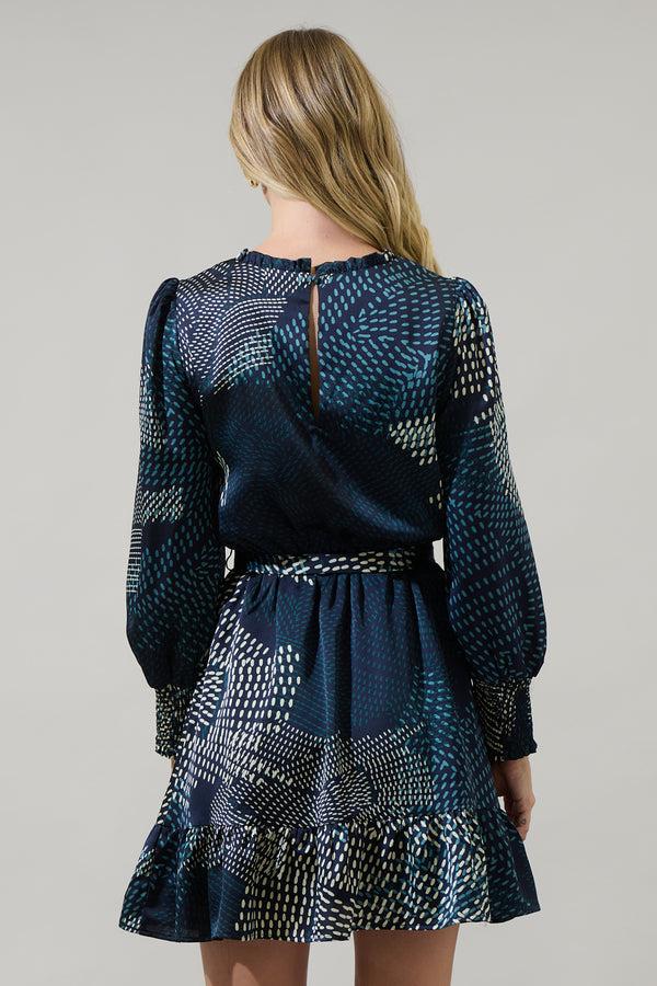 Sugarlips Kirby Geometric Sevilla Satin Ruffle Dress