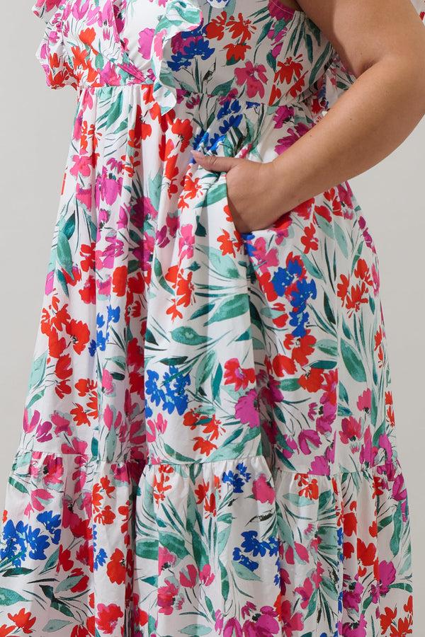 Sugarlips Kivia Blossom Fairness Poplin Surplice Midi Dress Curve