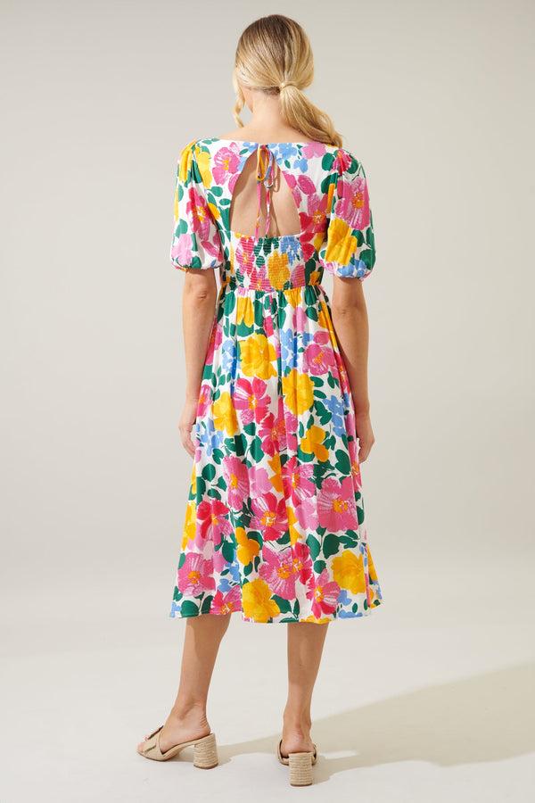 Sugarlips Kokomo Floral Farah Back Cut Out Midi Dress
