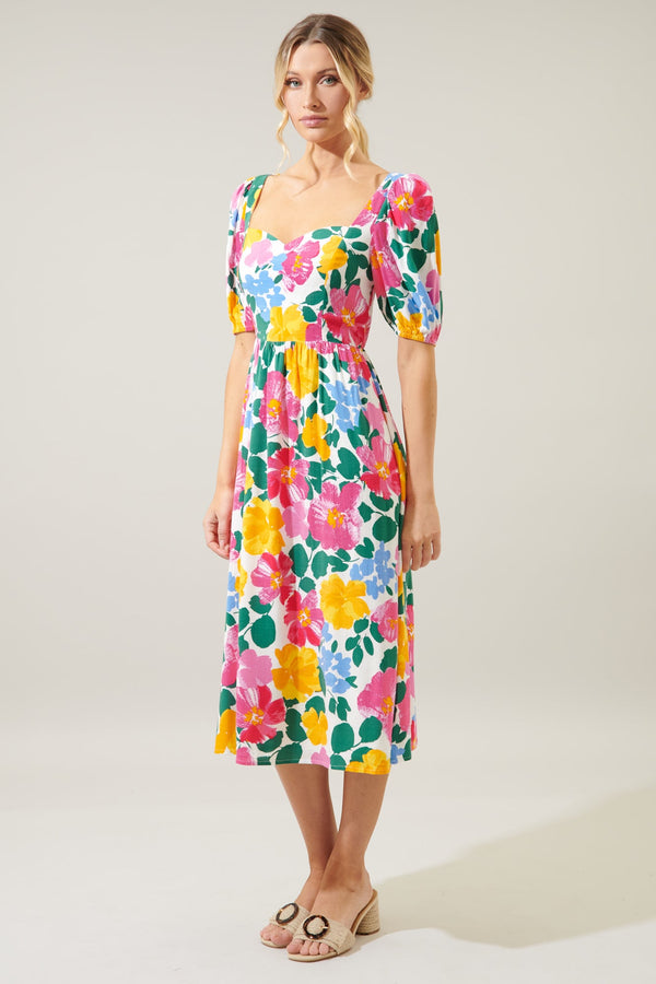 Sugarlips Kokomo Floral Farah Back Cut Out Midi Dress