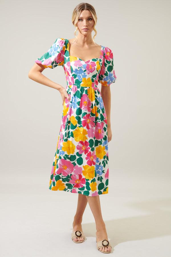 sugarlips Kokomo Floral Farah Back Cut Out Midi Dress
