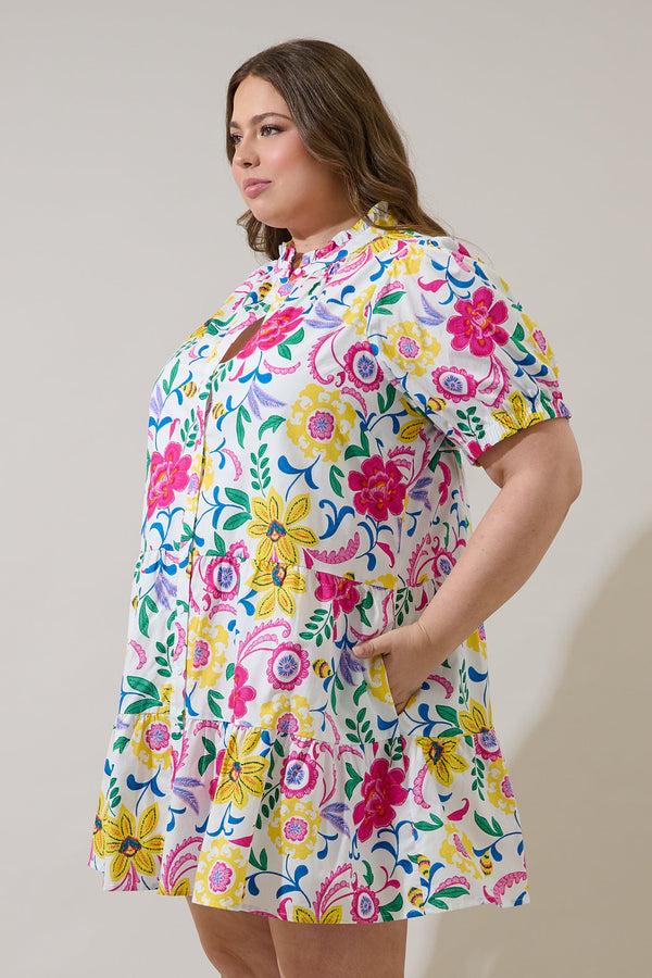 Sugarlips Kress Floral Domis Shift Mini Dress Curve