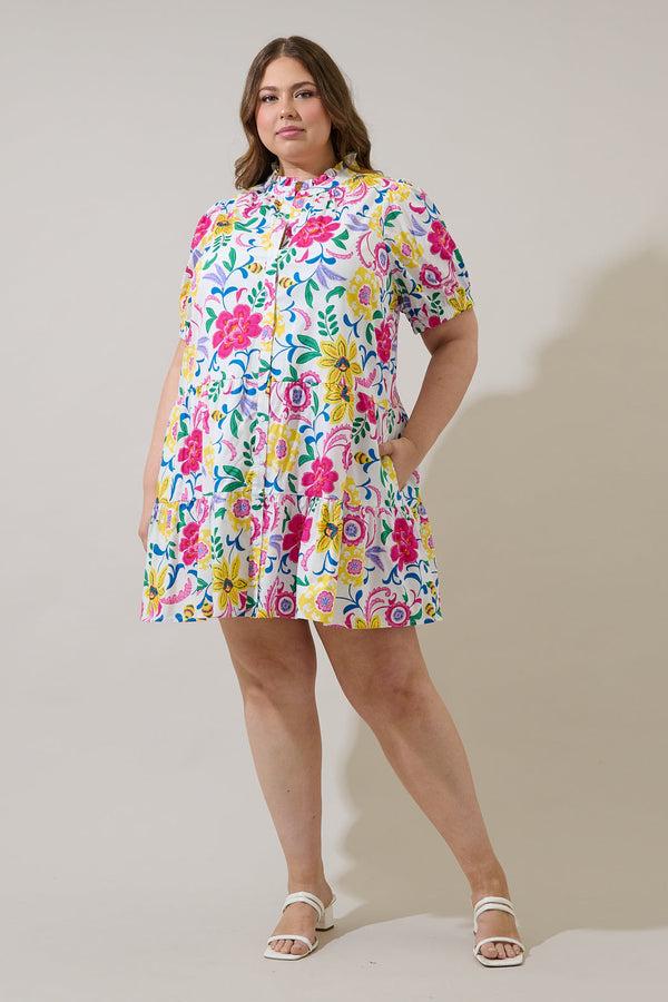 Sugarlips Kress Floral Domis Shift Mini Dress Curve