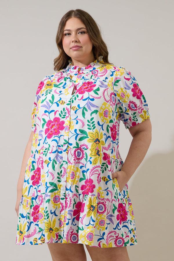 sugarlips Kress Floral Domis Shift Mini Dress Curve