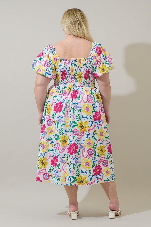 Sugarlips Kress Floral Maray Smocked Midi Dress Curve