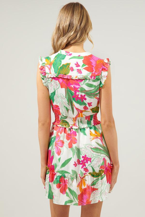 Sugarlips La Costa Tropics Merrick Sleeveless Button Front Mini Dress