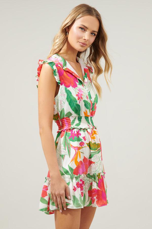 Sugarlips La Costa Tropics Merrick Sleeveless Button Front Mini Dress