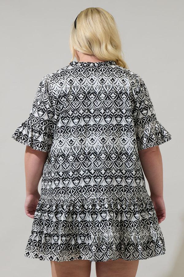 Sugarlips La Palma Floral Auggie Bell Sleeve Shift Dress Curve