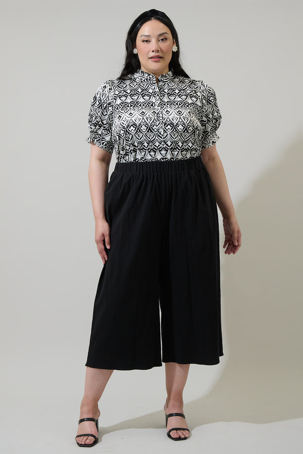 Sugarlips La Palma Floral Clove Puff Sleeve Top Curve