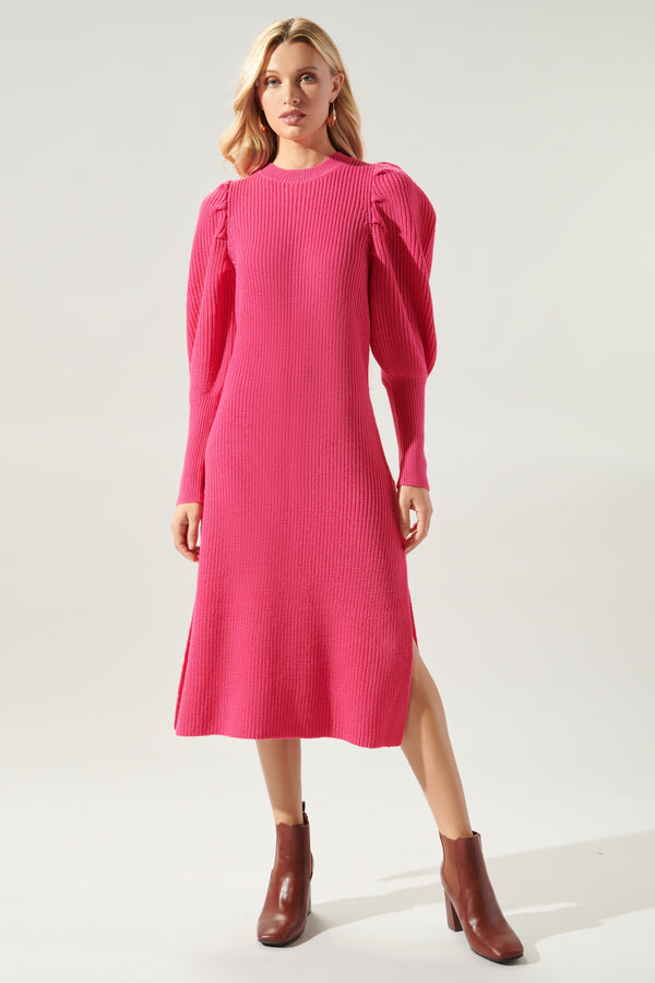 Sugarlips Lafayette Mutton Sleeve Knit Sweater Dress