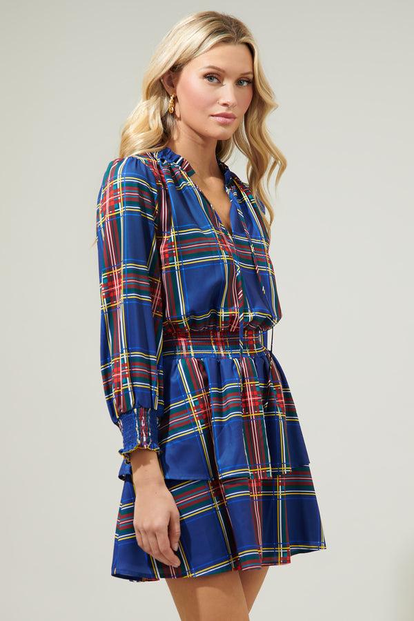Sugarlips Lakeview Plaid Clifton Double Ruffle Dress
