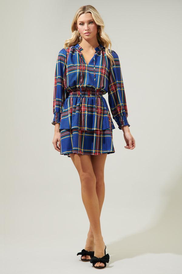 Sugarlips Lakeview Plaid Clifton Double Ruffle Dress